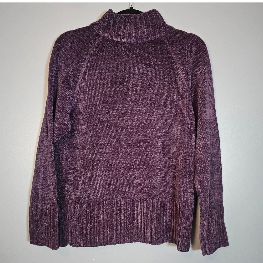 NWOT DENIM & CO Women's Purple Full Zip Chenille Knit Sweater Cardigan Size S - Picture 2 of 4